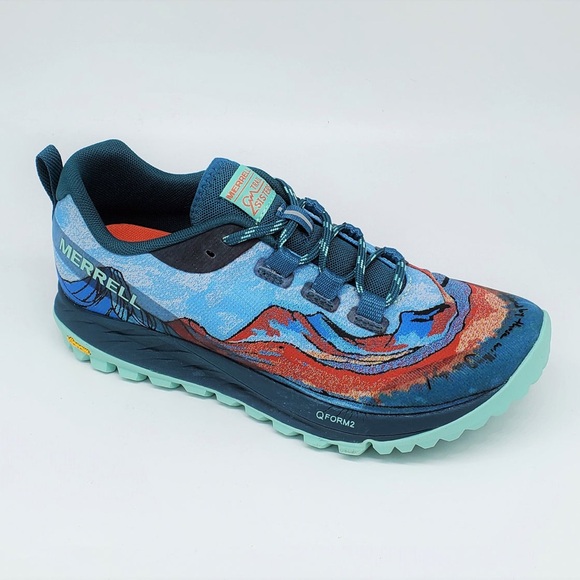 Merrell Womens Antora X Trail Sisters J066424 Blue Orange Running Shoes Size 9 - Picture 1 of 13